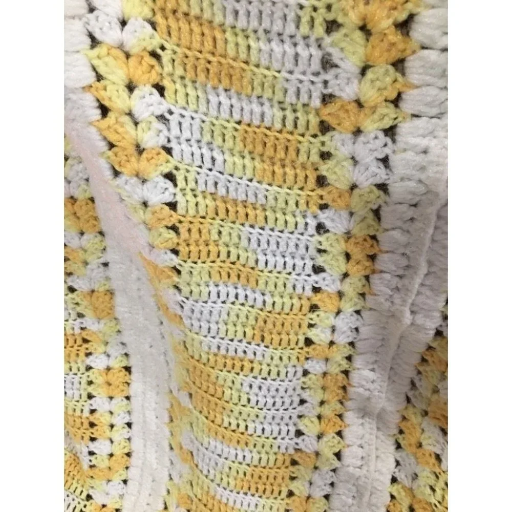 Handmade Crochet Baby Afghan Soft Ombre Yellow Blanket Large 40